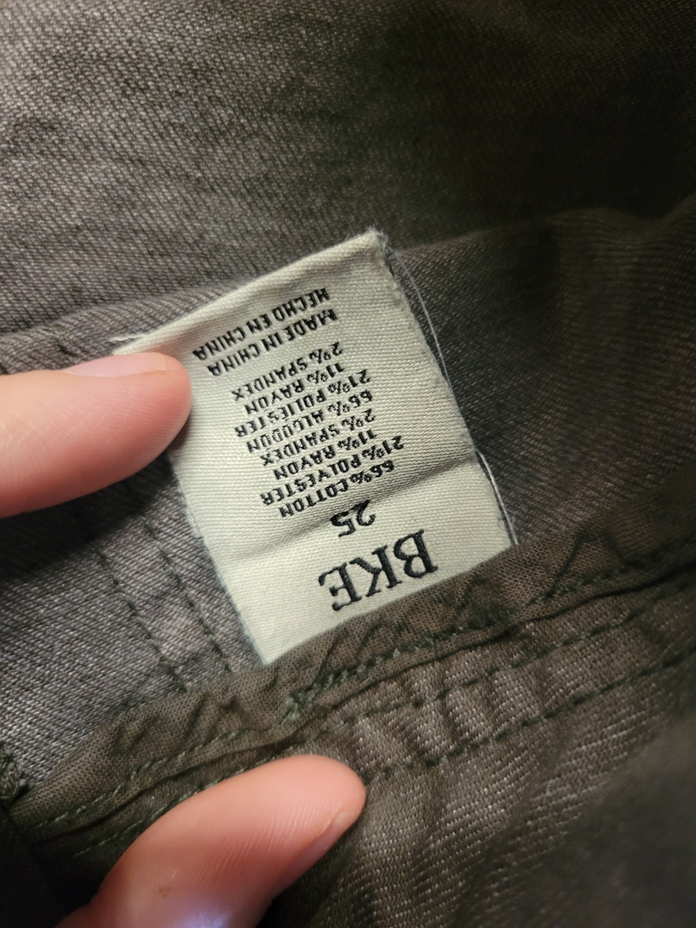 BKE Olive Brown Utility Pants with Branded Waist Label